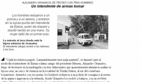 Scioli puso al frente de Seguridad a “un intendente de armas tomar” EN 1999, GRANADOS PIDIÓ QUE EN NINGUNA CASA FALTE UN ARMA